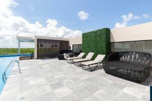 Apartamento Charming Studio With Incredible Terrace Rooftop Pool In Aldea Zama