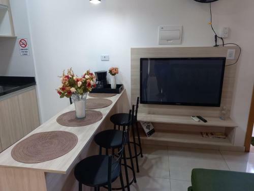 Apartamento Flat Ol�mpia Com �rea De Churrasqueira Privada E Tudo Novo