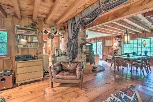 The Mill River Cabin With Fireplace And River View!